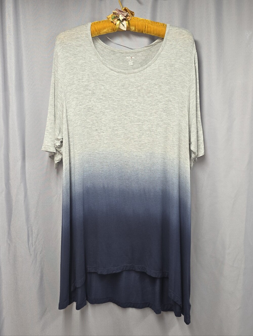 Style & Co. Light Gray To Navy Ombre Short Sleeve Tunic Dress